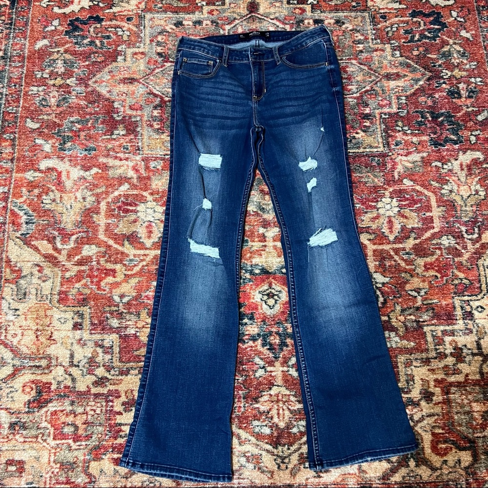 Hollister Low-Rise Bootcut Distressed Jeans